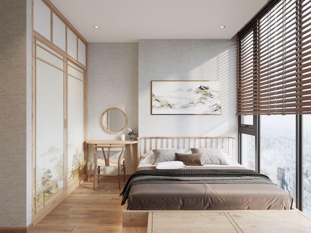Thiết kế nội thất căn hộ Palm Heights 121m2 phong cách Nhật
