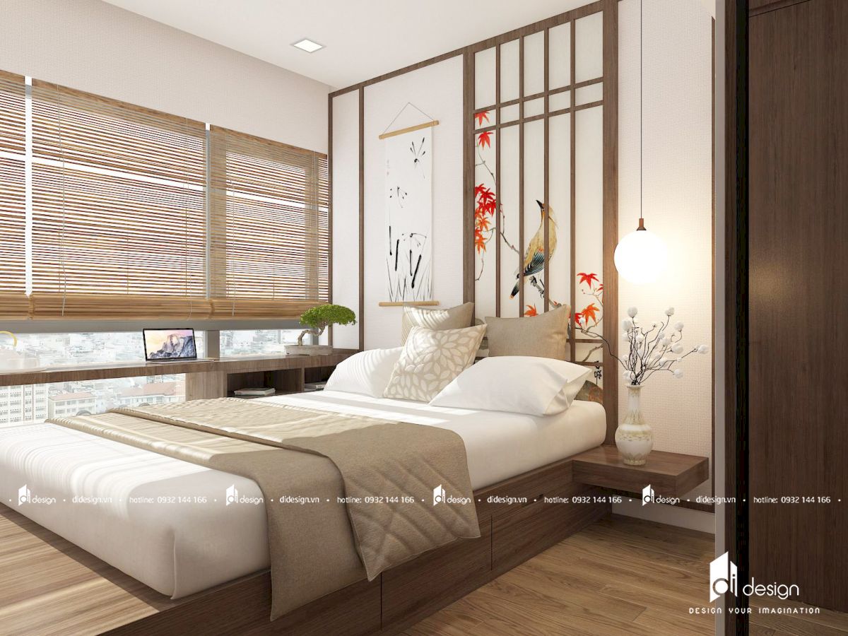 Thiết kế nội thất căn hộ Mizuki Park 86m2 phong cách Nhật 3 phòng ngủ