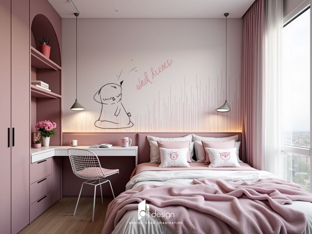 Phòng ngủ màu hồng tuyệt đẹp, mê mẫn người nhìn Phòng ngủ màu hồng tuyệt đẹp, mê mẫn người nhìn