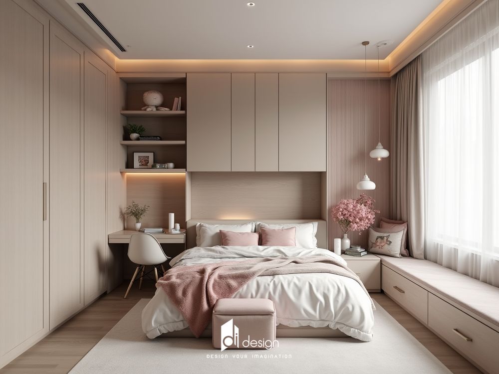 Phòng ngủ màu hồng tuyệt đẹp, mê mẫn người nhìn Phòng ngủ màu hồng tuyệt đẹp, mê mẫn người nhìn