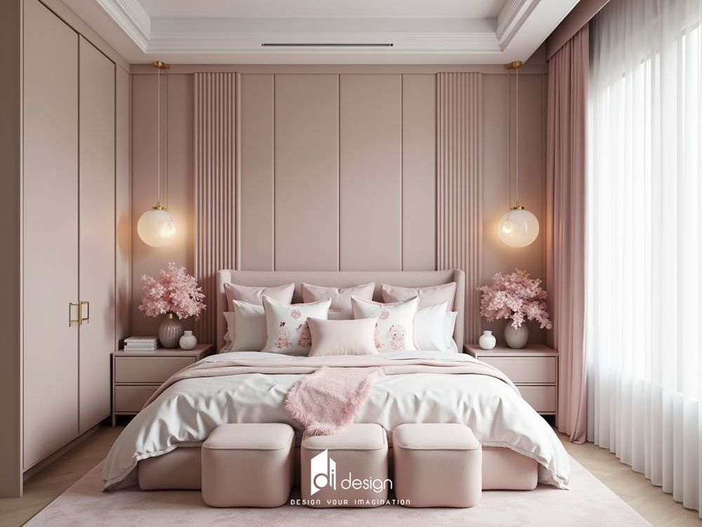 Phòng ngủ màu hồng tuyệt đẹp, mê mẫn người nhìn Phòng ngủ màu hồng tuyệt đẹp, mê mẫn người nhìn