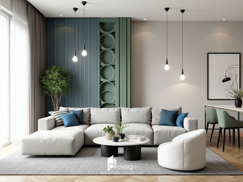 Phòng khách màu xanh sang trọng và tinh tế Phòng khách màu xanh sang trọng và tinh tế