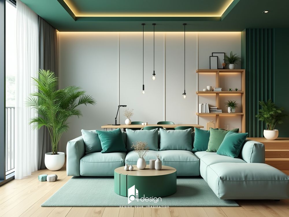 Phòng khách màu xanh sang trọng và tinh tế Phòng khách màu xanh sang trọng và tinh tế