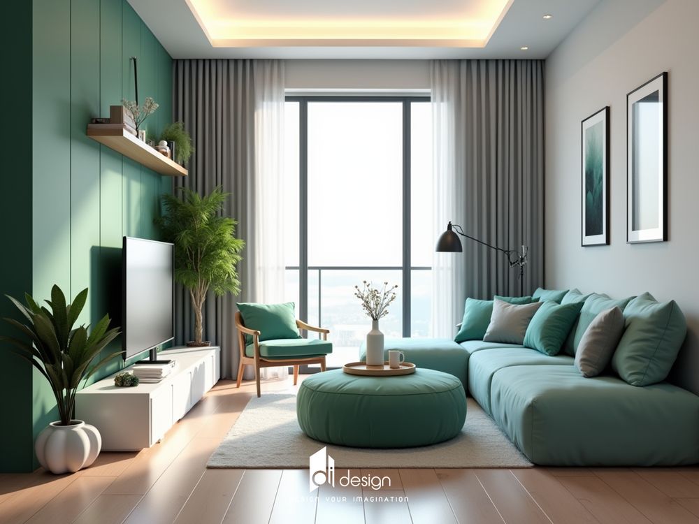 Phòng khách màu xanh sang trọng và tinh tế Phòng khách màu xanh sang trọng và tinh tế
