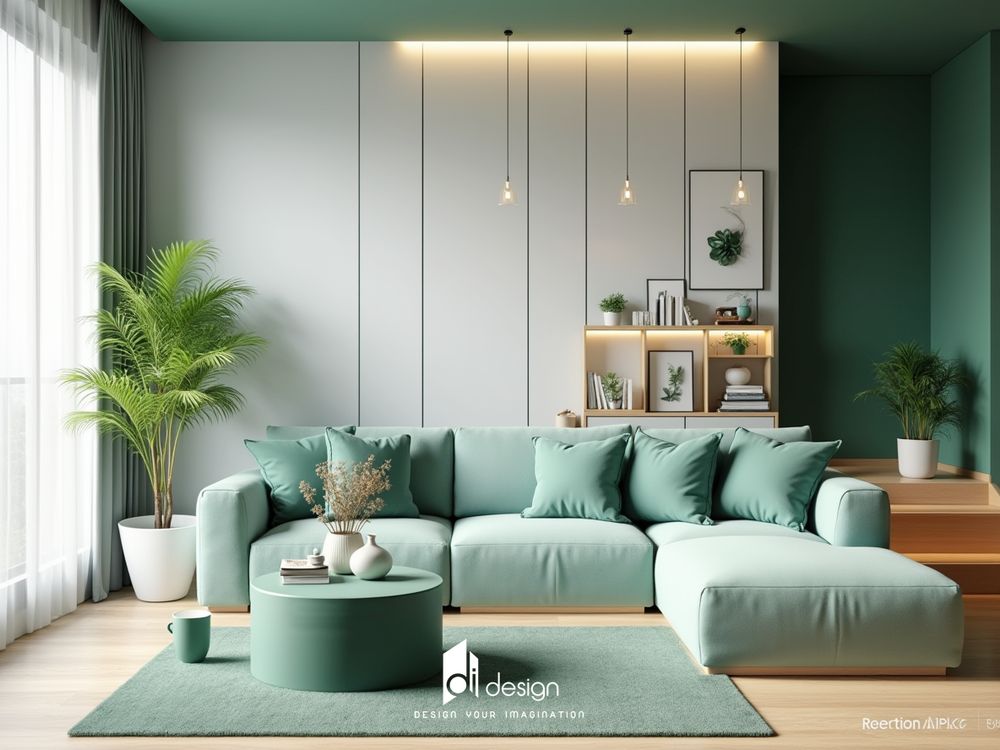 Phòng khách màu xanh sang trọng và tinh tế Phòng khách màu xanh sang trọng và tinh tế