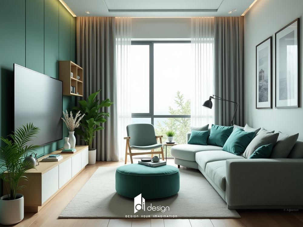 Phòng khách màu xanh sang trọng và tinh tế Phòng khách màu xanh sang trọng và tinh tế