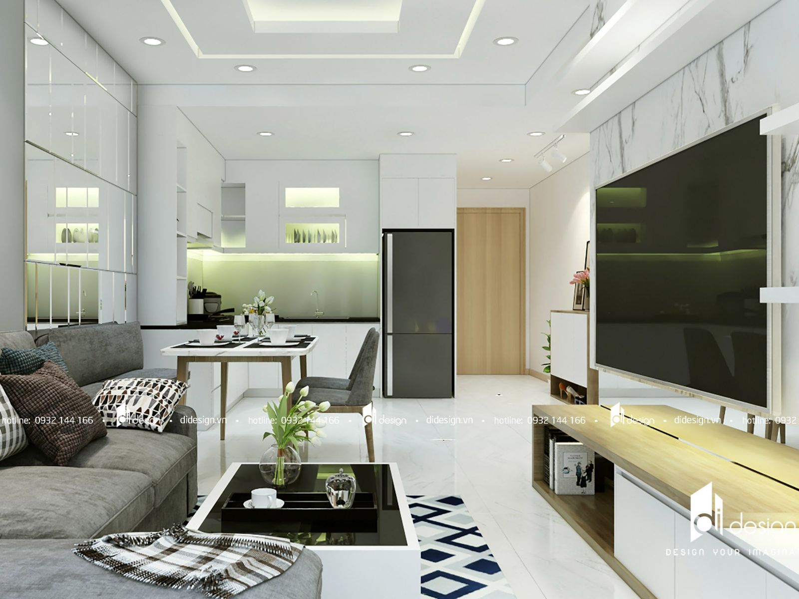 Thiết kế nội thất căn hộ chung cư 2 phòng ngủ Jamona 72m2
