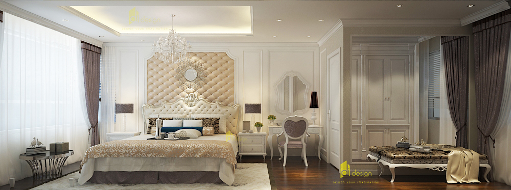 Thiết kế nội thất phòng ngủ mang phong cách Cổ điển.