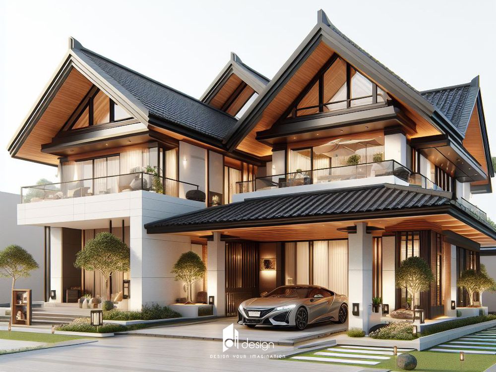 mẫu nhà mái Nhật 2 tầng hiện đại