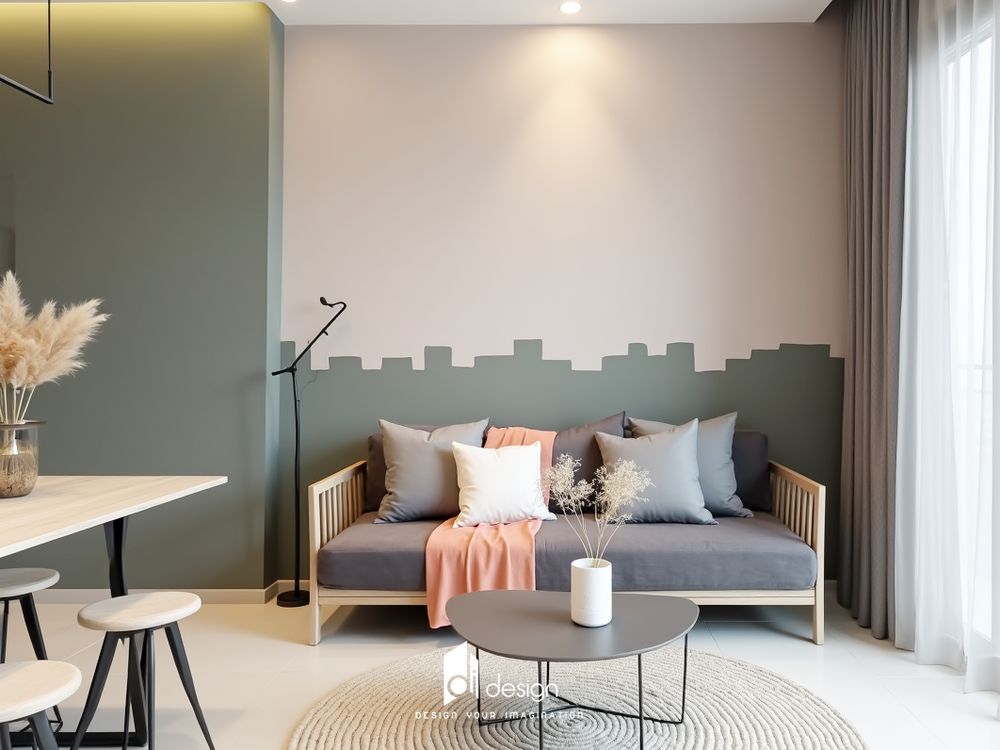 Thiết Kế Căn Hộ 57m2 Đơn Giản Hiện Đại Tông Màu Xanh Lá Cây Đậm