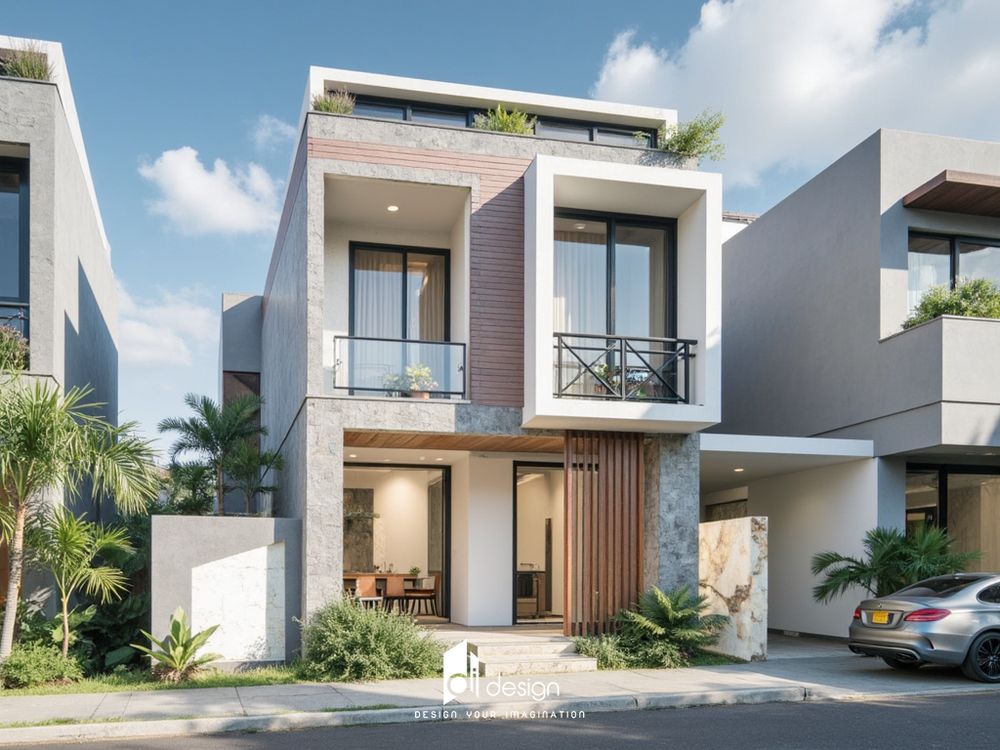 Thiết kế mặt tiền nhà ống 2 tầng đẹp hiện đại Thiết kế mặt tiền nhà ống 2 tầng đẹp hiện đại