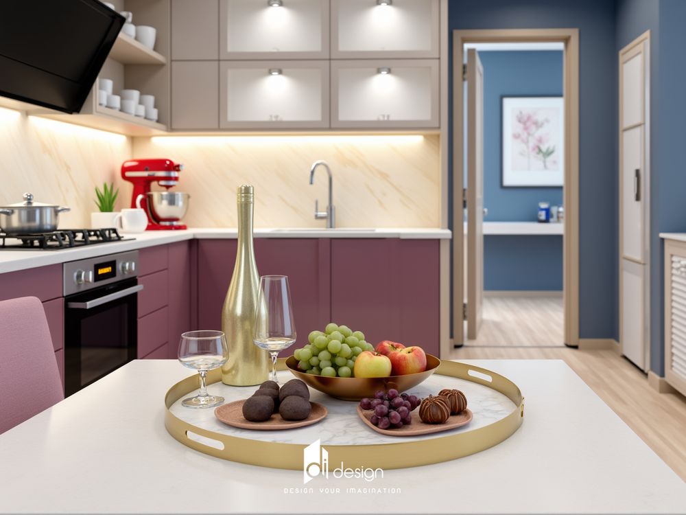 Thiết Kế Nội Thất Bếp Căn Hộ Màu Hồng Nhạt: Sự Kết Hợp Giữa Tinh Tế và Hiện Đại