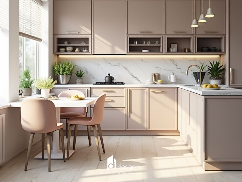 Thiết Kế Nội Thất Bếp Căn Hộ Màu Hồng Nhạt: Sự Kết Hợp Giữa Tinh Tế và Hiện Đại Thiết Kế Nội Thất Bếp Căn Hộ Màu Hồng Nhạt: Sự Kết Hợp Giữa Tinh Tế và Hiện Đại