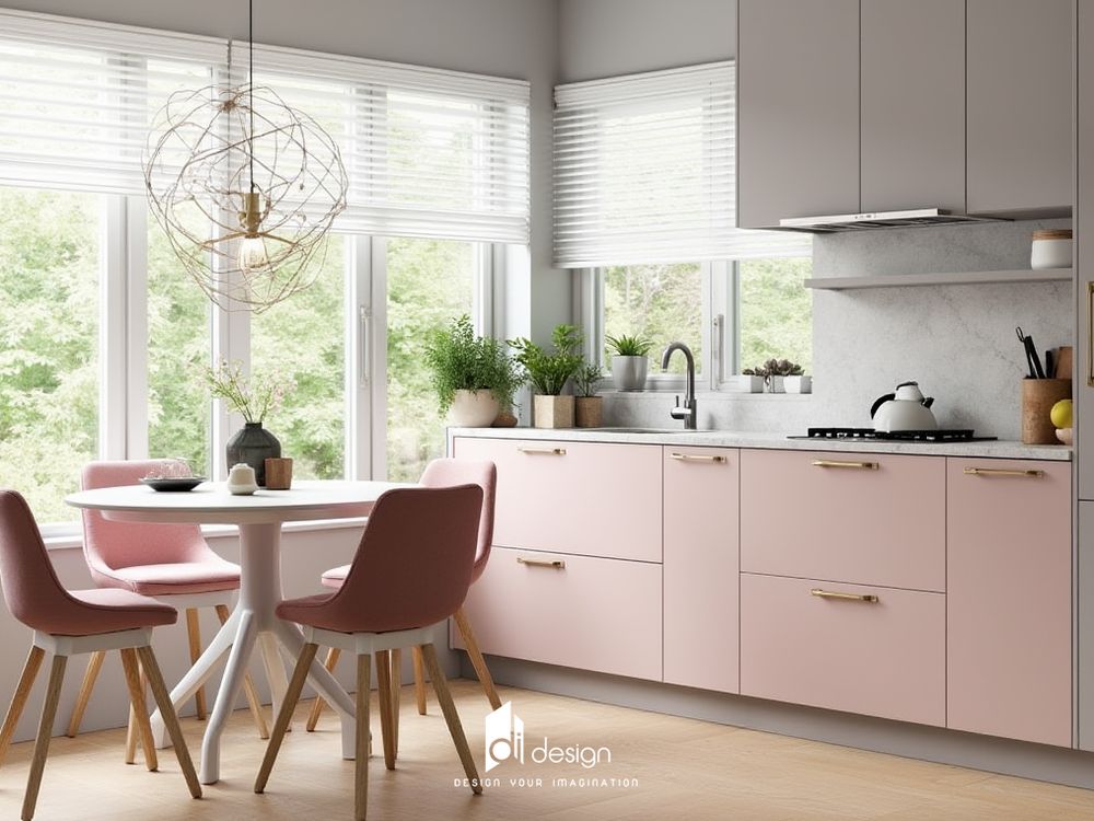 Thiết Kế Nội Thất Bếp Căn Hộ Màu Hồng Nhạt: Sự Kết Hợp Giữa Tinh Tế và Hiện Đại Thiết Kế Nội Thất Bếp Căn Hộ Màu Hồng Nhạt: Sự Kết Hợp Giữa Tinh Tế và Hiện Đại