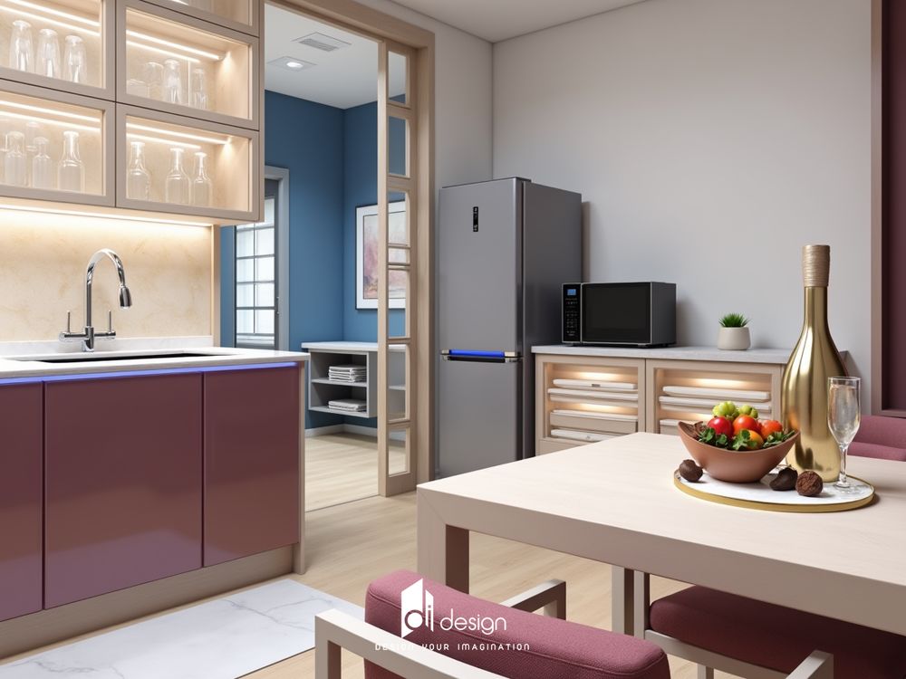 Thiết Kế Nội Thất Bếp Căn Hộ Màu Hồng Nhạt: Sự Kết Hợp Giữa Tinh Tế và Hiện Đại