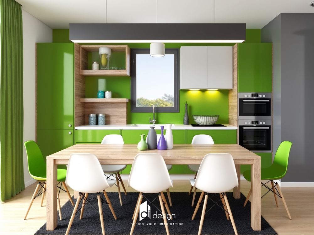 Thiết Kế Nội Thất Bếp Căn Hộ Màu Xanh Lá Cây Thiết Kế Nội Thất Bếp Căn Hộ Màu Xanh Lá Cây