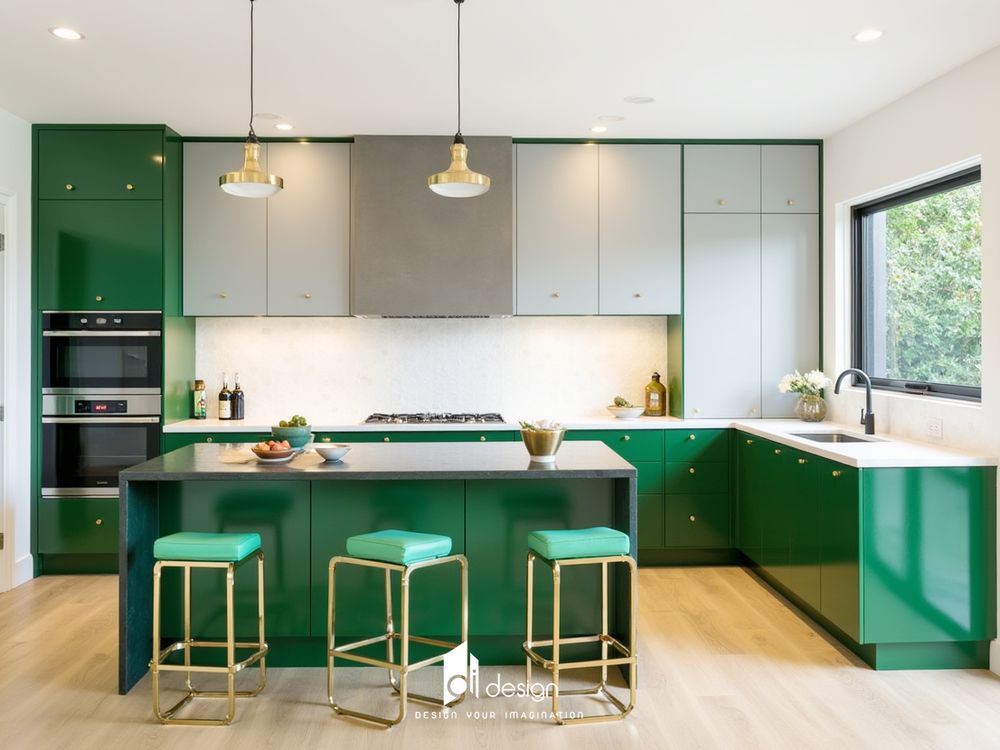 Thiết Kế Nội Thất Bếp Căn Hộ Màu Xanh Lá Cây Thiết Kế Nội Thất Bếp Căn Hộ Màu Xanh Lá Cây