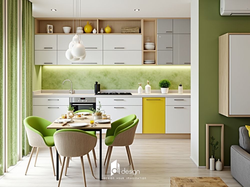 Thiết Kế Nội Thất Bếp Căn Hộ Màu Xanh Lá Cây Thiết Kế Nội Thất Bếp Căn Hộ Màu Xanh Lá Cây