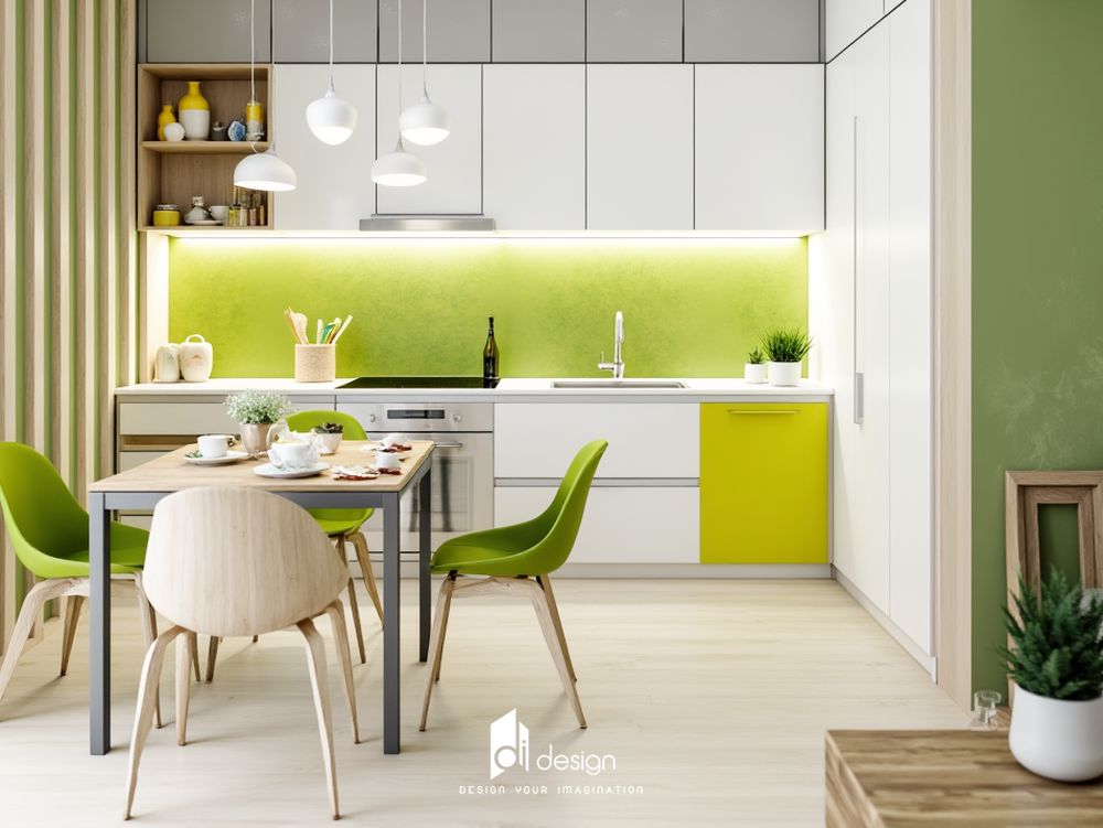 Thiết Kế Nội Thất Bếp Căn Hộ Màu Xanh Lá Cây Thiết Kế Nội Thất Bếp Căn Hộ Màu Xanh Lá Cây
