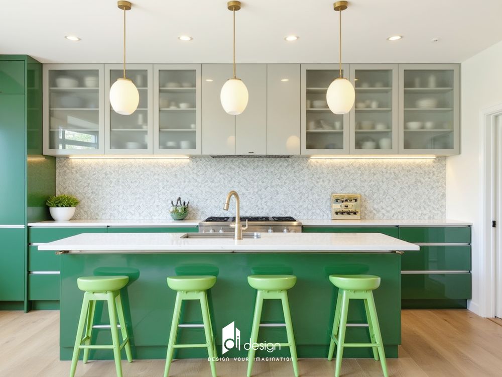 Thiết Kế Nội Thất Bếp Căn Hộ Màu Xanh Lá Cây Thiết Kế Nội Thất Bếp Căn Hộ Màu Xanh Lá Cây