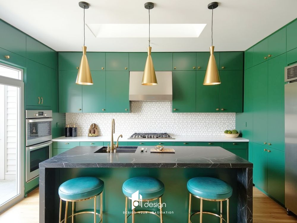 Thiết Kế Nội Thất Bếp Căn Hộ Màu Xanh Lá Cây Thiết Kế Nội Thất Bếp Căn Hộ Màu Xanh Lá Cây