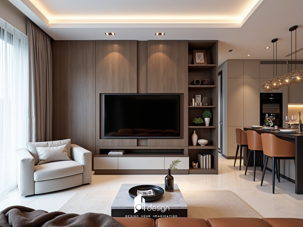 Thiết Kế Nội Thất Căn Hộ 102m2 Hiện Đại Tông Màu Nâu Xám