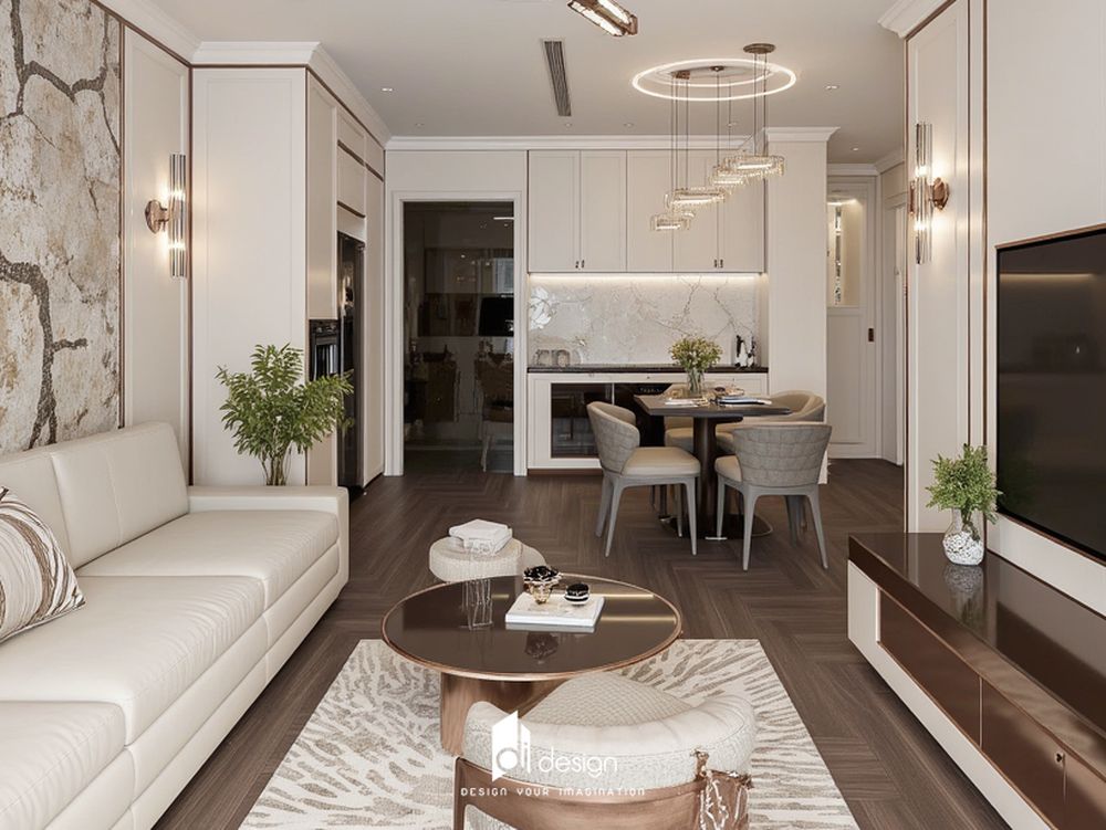 Thiết kế nội thất căn hộ 103m2 đẹp hiện đại, sang trọng