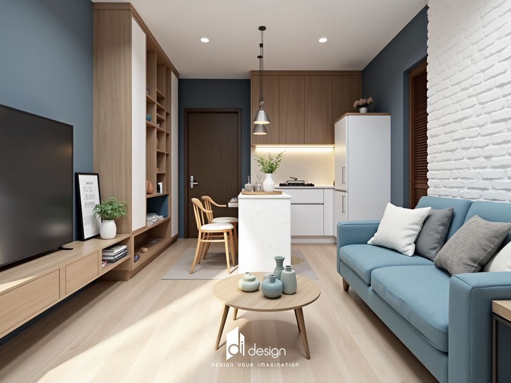 Thiết Kế Nội Thất Căn Hộ 50m2 Phong Cách Tối Giản Tinh Tế Và Thanh Lịch