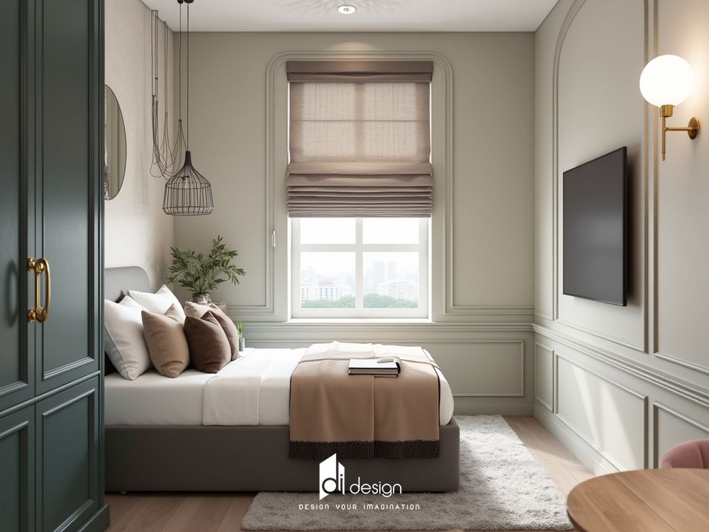 Thiết kế nội thất căn hộ 56m2 phong cách tân cổ điển