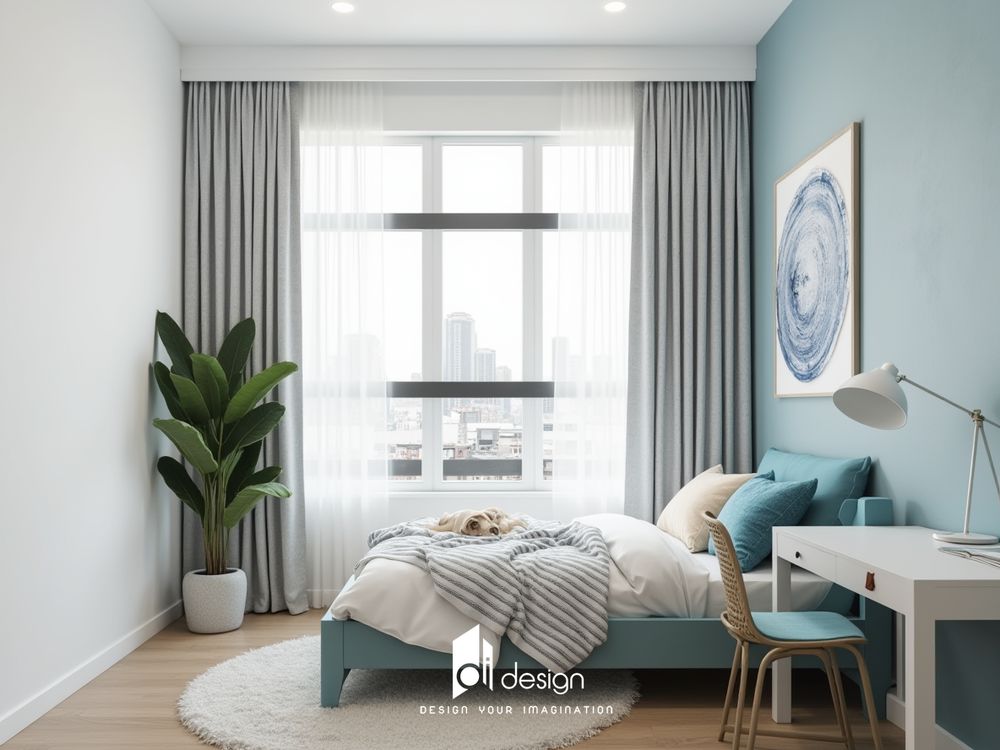Thiết kế nội thất căn hộ 65m2 tông màu xanh ngọc Thiết kế nội thất căn hộ 65m2 tông màu xanh ngọc