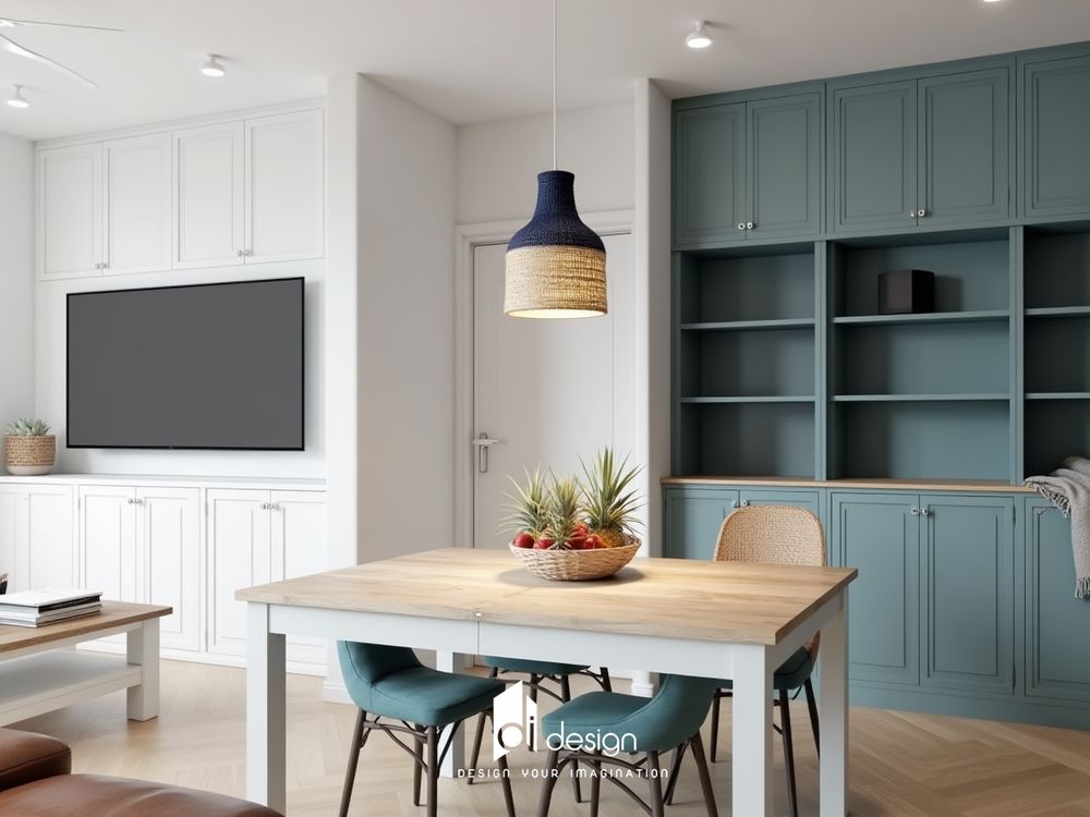 Thiết kế nội thất căn hộ 65m2 tông màu xanh ngọc Thiết kế nội thất căn hộ 65m2 tông màu xanh ngọc