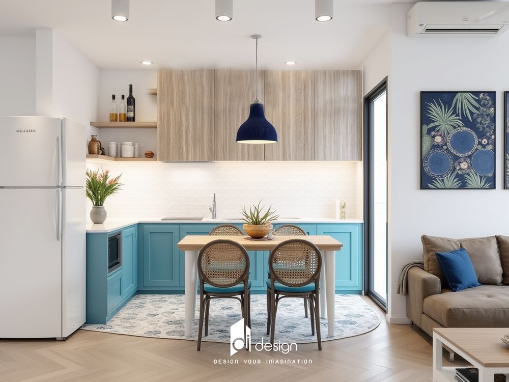 Thiết kế nội thất căn hộ 65m2 tông màu xanh ngọc Thiết kế nội thất căn hộ 65m2 tông màu xanh ngọc