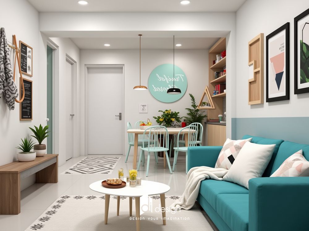 Thiết Kế Nội Thất Căn Hộ 71m2 Phong Cách Scandinavian Màu Xanh Ngọc Thiết Kế Nội Thất Căn Hộ 71m2 Phong Cách Scandinavian Màu Xanh Ngọc