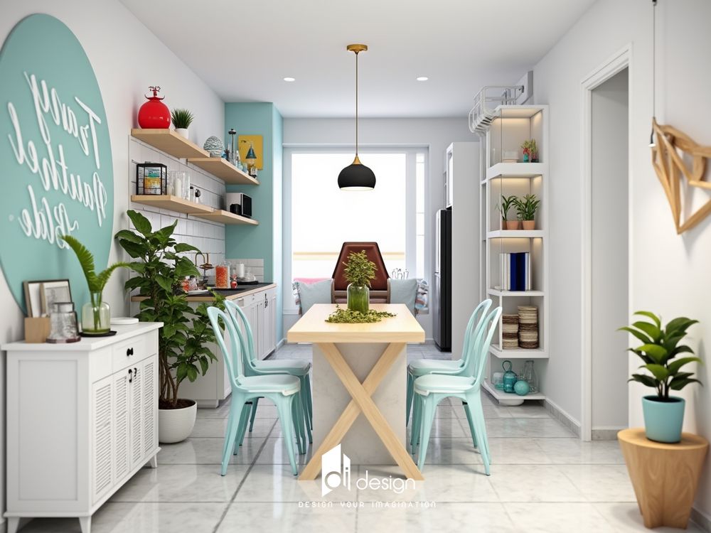 Thiết Kế Nội Thất Căn Hộ 71m2 Phong Cách Scandinavian Màu Xanh Ngọc
