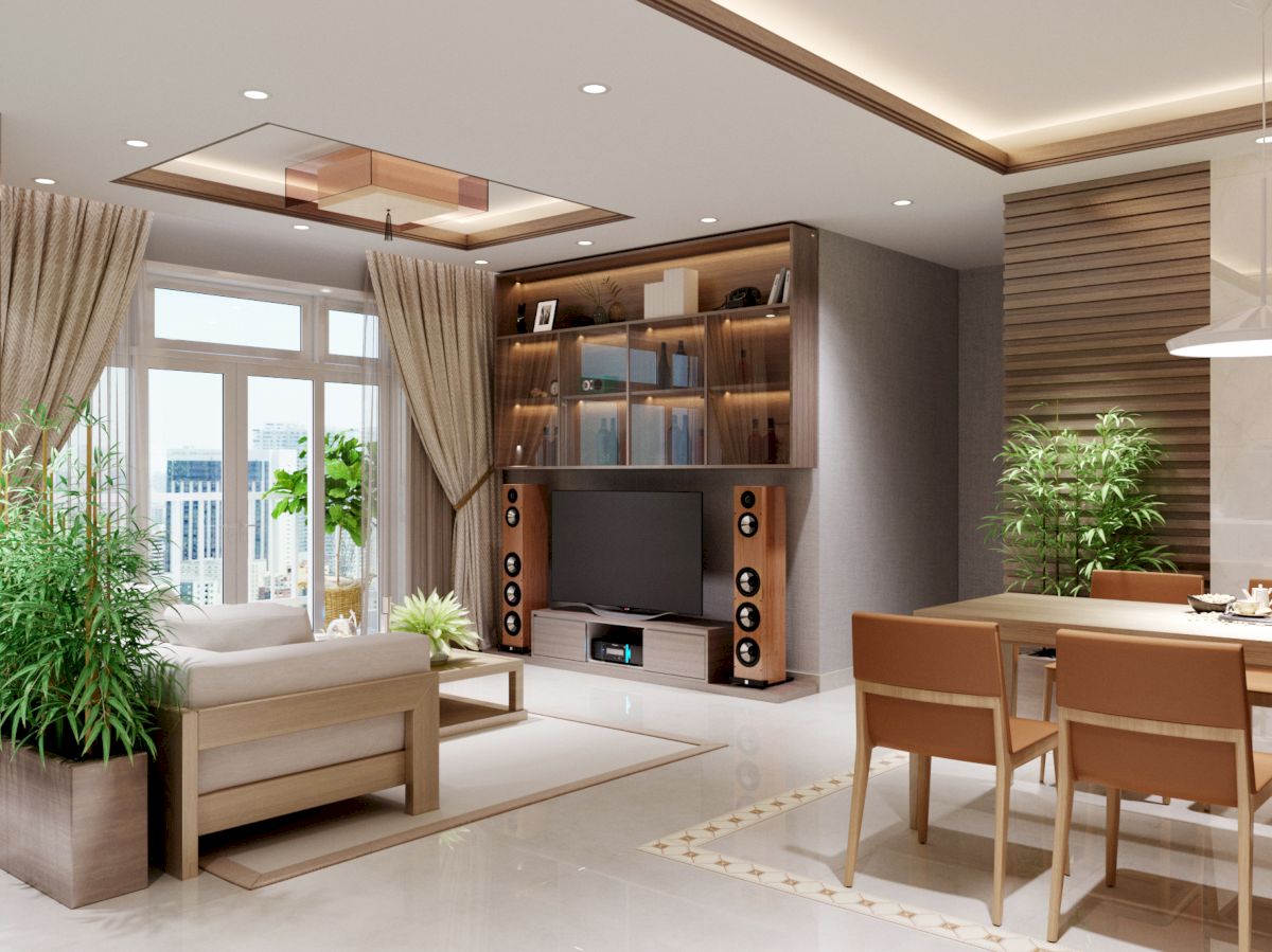 Thiết kế nội thất căn hộ Palm Heights 121m2 phong cách Nhật