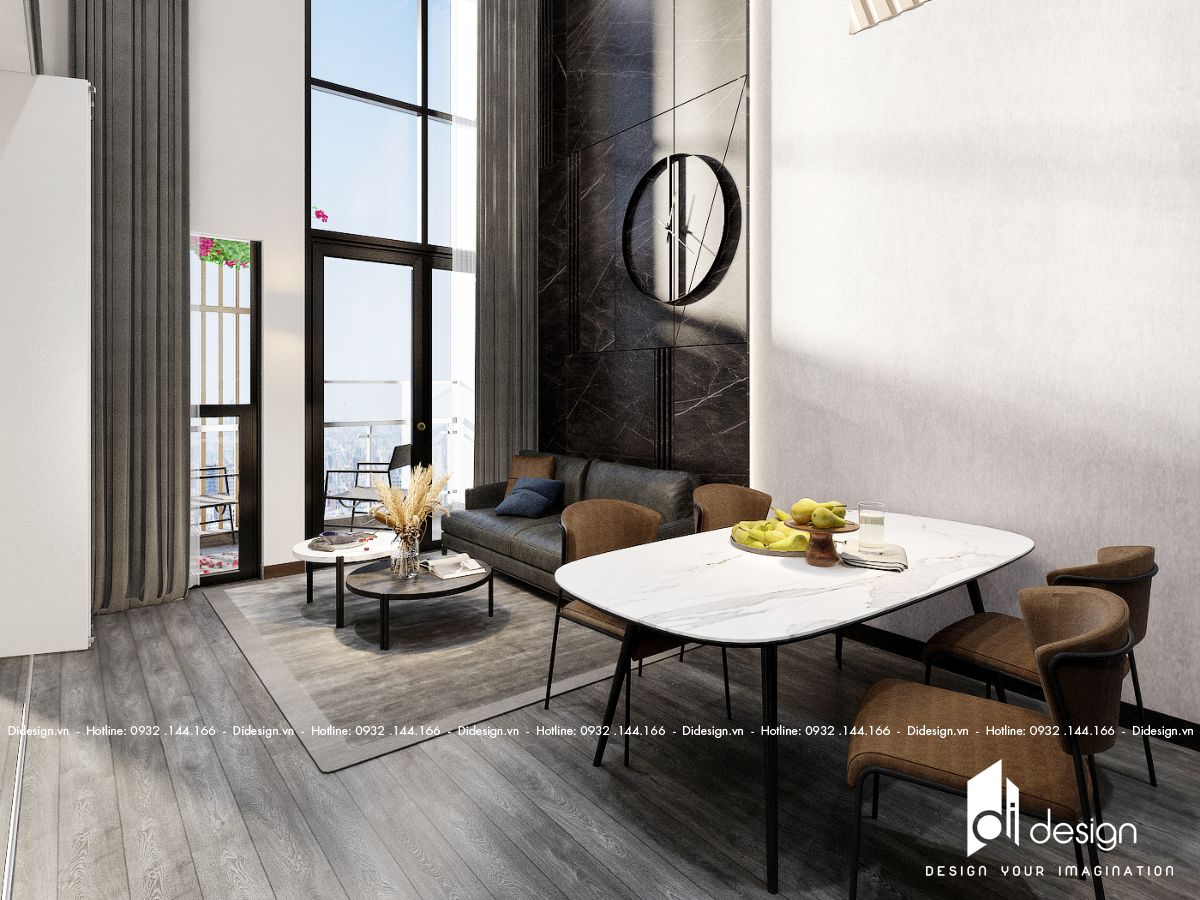 Thiết kế nội thất căn hộ Duplex Ricca 112m2 đẹp lạ với tông màu xám