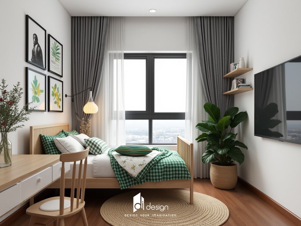 Thiết Kế Nội Thất Căn Hộ Phong Cách Bắc Âu Tông Màu Xanh Dương