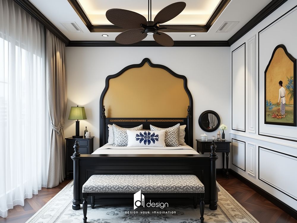 Thiết kế phòng ngủ phong cách Indochine: Mẫu nội thất độc đáo, ấn tượng với màu sắc tự nhiên