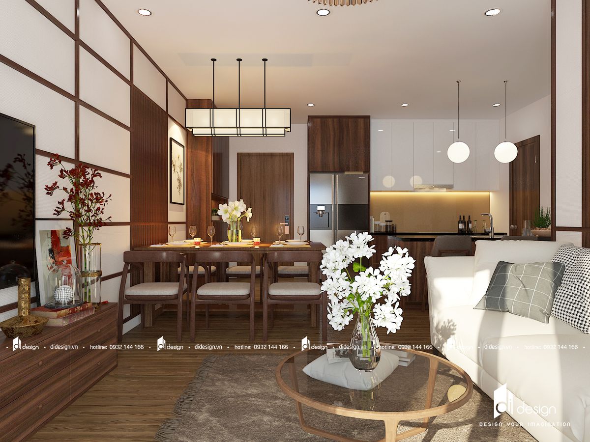 Thiết kế nội thất căn hộ Mizuki Park 86m2 kiểu Nhật Bản ấm áp