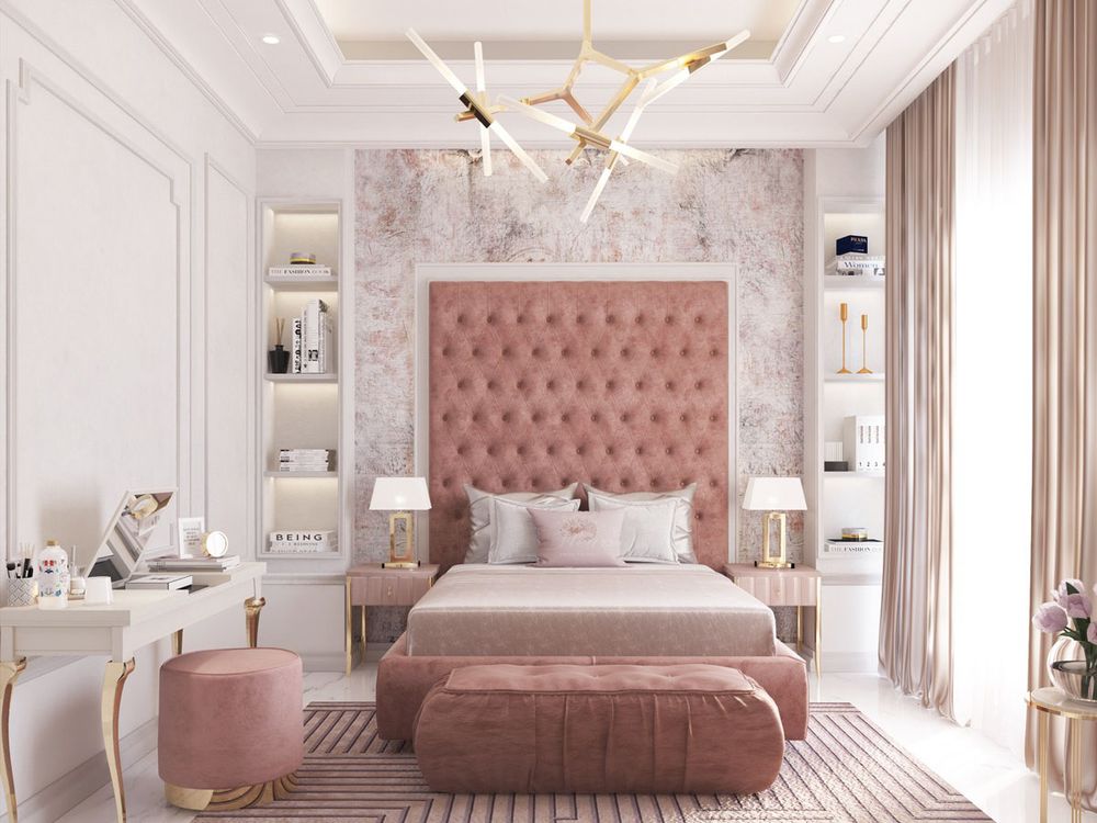 Thiết kế phòng ngủ màu hồng tuyệt đẹp tinh xảo