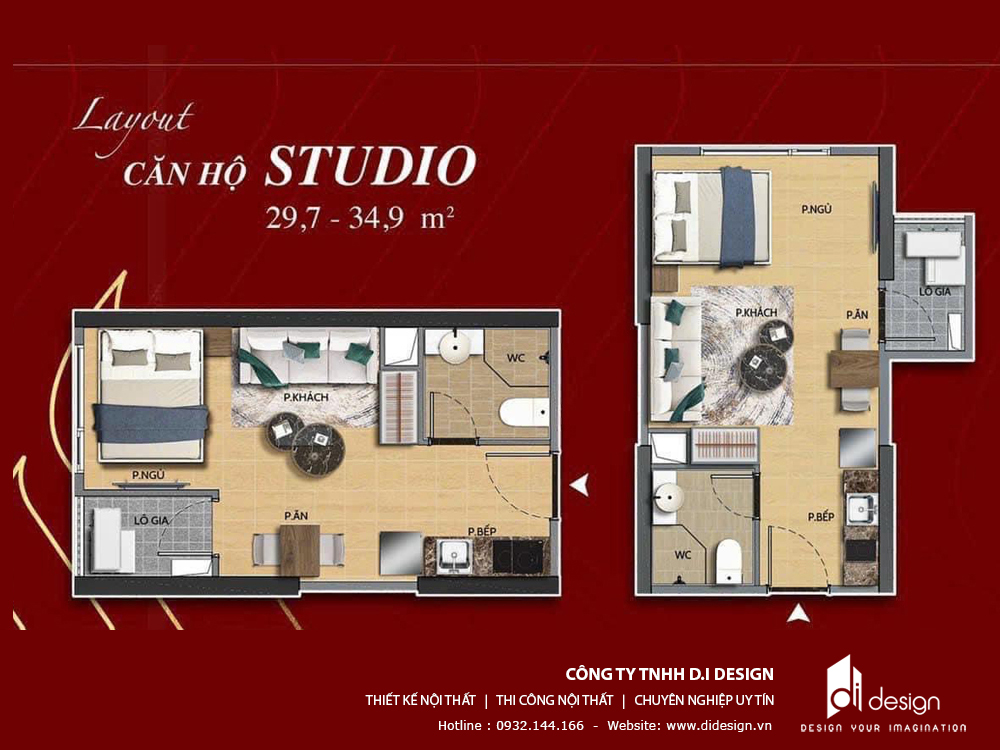 Mặt bắng căn hộ Glory Heights studio 35m2