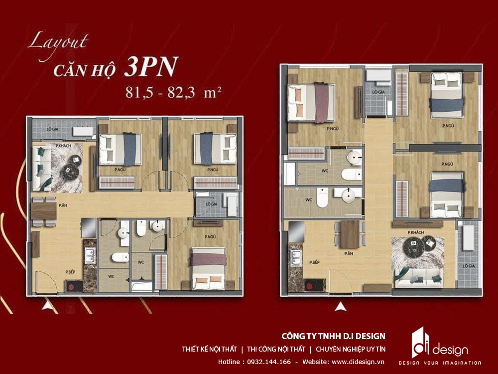 Mặt bắng căn hộ Glory Heights 82m2 3 phòng ngủ 