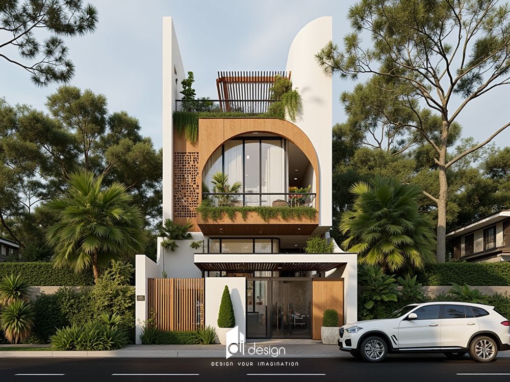 mẫu nhà phố 2 tầng đẹp hiện đại 2025
