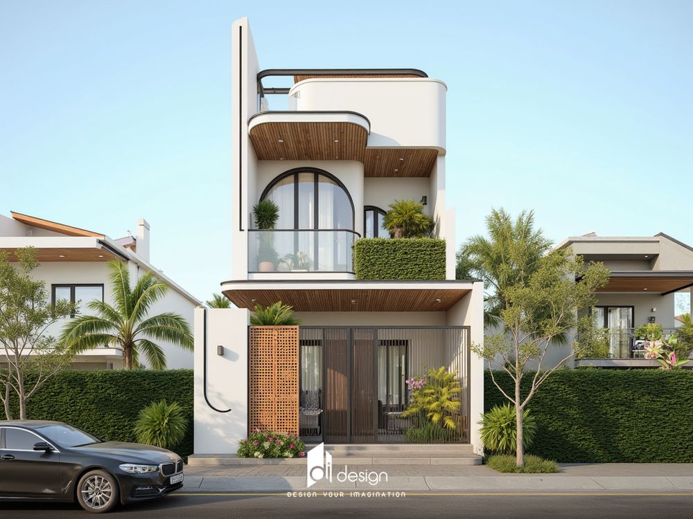 mẫu nhà phố 2 tầng đẹp hiện đại 2025