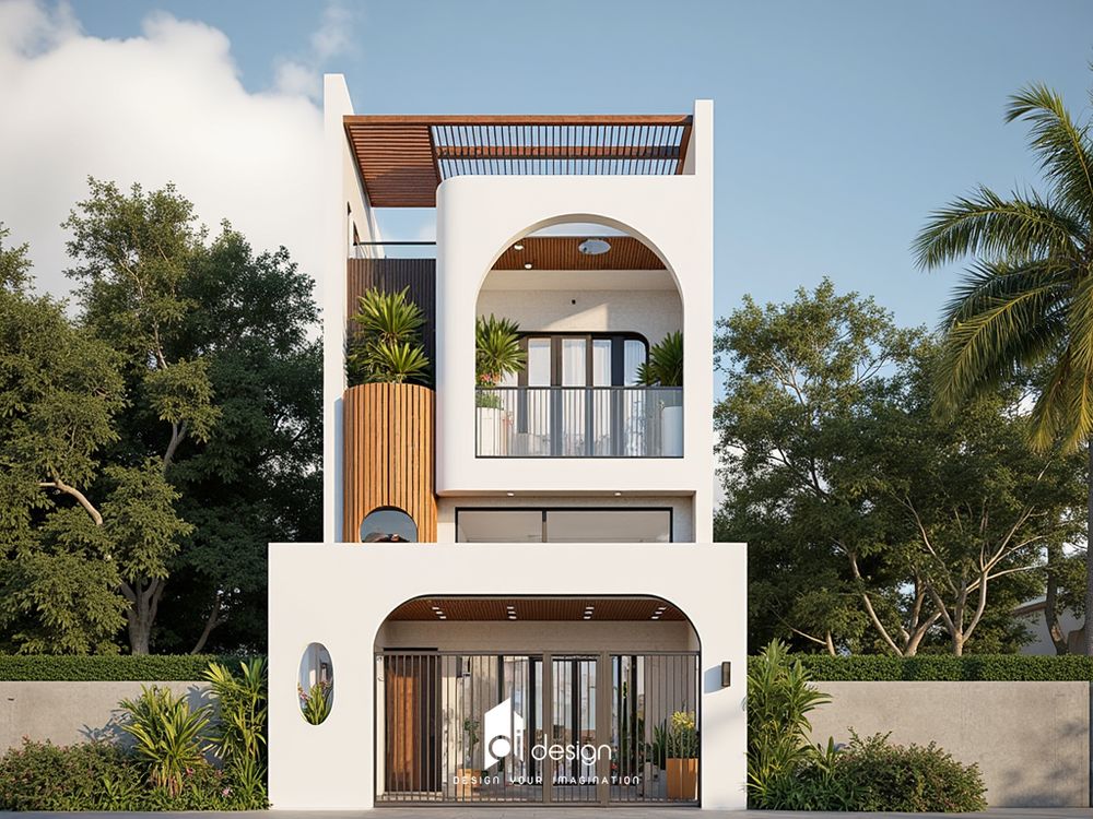 mẫu nhà phố 2 tầng đẹp hiện đại 2025