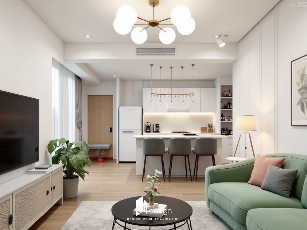 Thiết kế nội thất chung cư 52m2 đẹp hiện đại - Sáng tạo tối ưu không gian nhỏ Thiết kế nội thất chung cư 52m2 đẹp hiện đại - Sáng tạo tối ưu không gian nhỏ