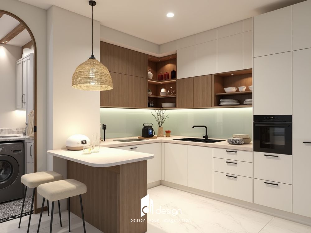 Thiết kế nội thất nhà phố 120m2 Him Lam Phú Đông đẹp hiện đại