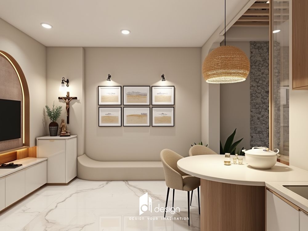 Thiết kế nội thất nhà phố 120m2 Him Lam Phú Đông đẹp hiện đại