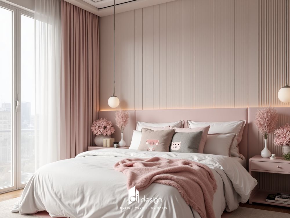 Thiết Kế Nội Thất Phòng Ngủ Màu Hồng Pastel Thiết Kế Nội Thất Phòng Ngủ Màu Hồng Pastel