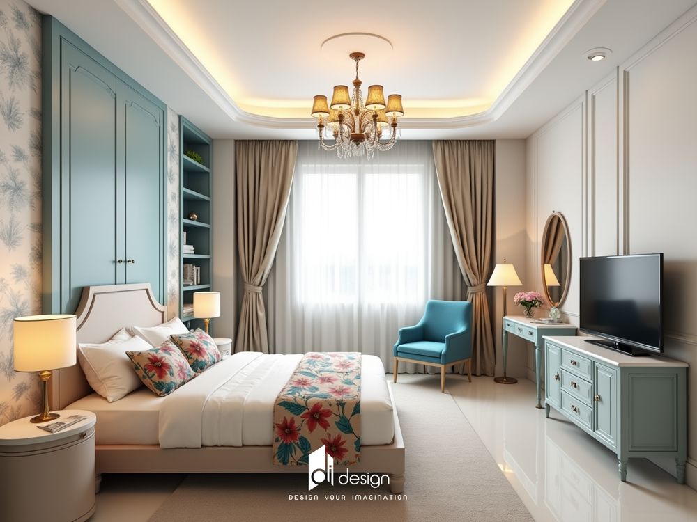 Thiết kế nội thất phòng ngủ phong cách tân cổ điển Thiết kế nội thất phòng ngủ phong cách tân cổ điển